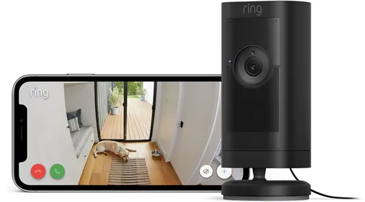 Ring Stick Up Cam Pro utomhus säkerhetskamera med strömkontakt, Svart