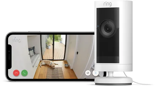 Ring Stick Up Cam Pro utomhus säkerhetskamera med strömkontakt, Vit